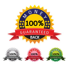 vector money back guarantee gold sign labele on white background