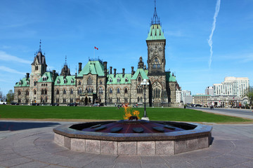 Canada's Parliament buildings with eternal flame