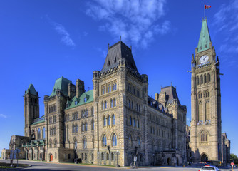 Fototapeta na wymiar The Center block of the Parliament Buildings, Ottawa, Canada