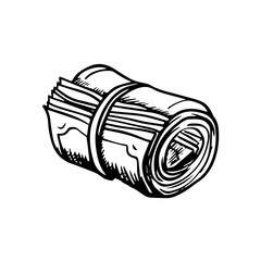 Roll of money sketch icon