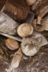 Baked bread on wood table