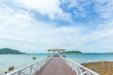 Beautiful white sea bridge at Sichang island, Thailand