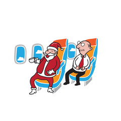 Airplane passengers Santa and businessman