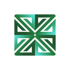 Green Square Jewel Mosaic Vector Pattern