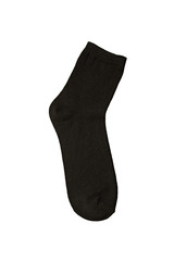 Black cotton sock isolated on white background.