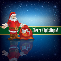 Christmas greeting with Santa Claus and snowflakes