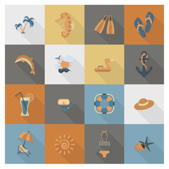 Summer and Beach Simple Flat Icons