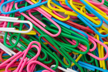 Many colorful paper clips