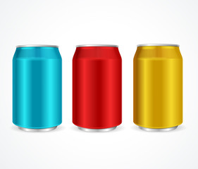 Aluminum Colorful Cans. Vector