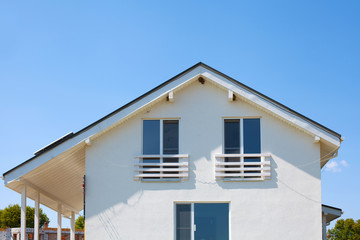 White facade of a new frame house