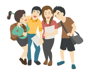 Obraz premium Group of smiling teenage students