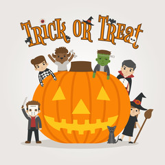 Set of halloween costume characters , happy halloween , trick or