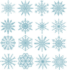 Fototapeta na wymiar Set of snowflakes, white background. Hand draw.