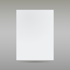 White sheet of paper on gray background