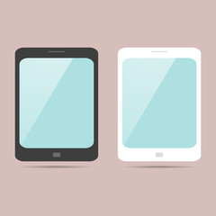 two stylish tablet in black and white in the flat design