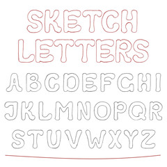 Hand drawn sketch alphabet.