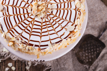 Traditional Hungarian Esterhazy cake .selective focus