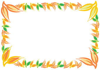 Decorative autumn border frame with color leaf