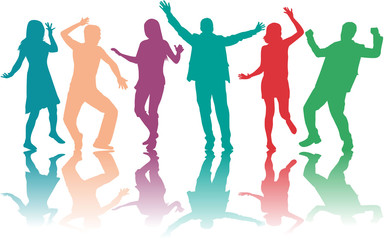 Dancing people silhouettes