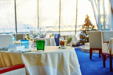 Decorated christmas dining table