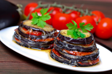 Parmigiana di melanzane: baked eggplant - italy, sicily cousine