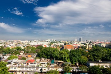 Fototapeta na wymiar Aerial view of Bangkok from Golden Mount and part of Wat Saket, Bangkok, Thailand.