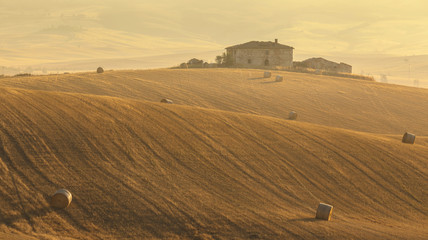 Tuscan landscape. Picturesque countryside villa