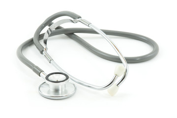Fototapeta premium gray stethoscope isolated on white