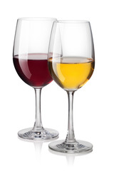 Glass of red and white wine