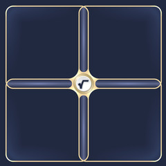 Four connected golden frames for your white text and radix symbo