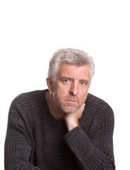 senior adult man lost  thought