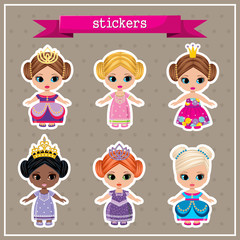 Set of stickers with princesses
