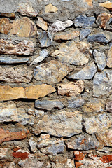 The texture of the stone wall