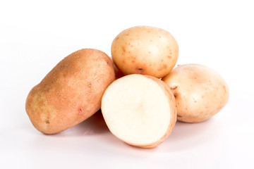 pile of pure potato with half isolated on white background