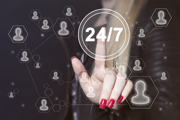 Business button 24 hours service icon web sign