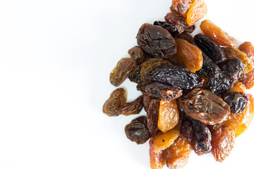 Mix raisins isolated on white background