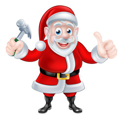 Santa Holding Hammer and Giving Thumbs Up