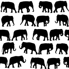 Black elephants seamless pattern