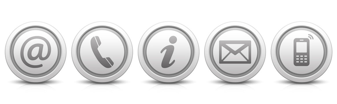 Contact Us – Set of light gray buttons with reflection