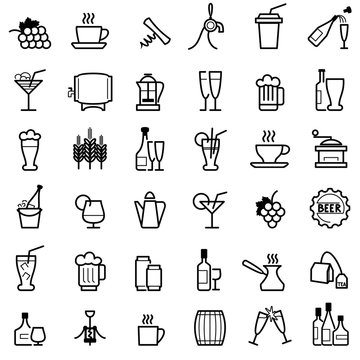 beverages line ikons