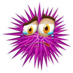 Purple thorn ball with crying face