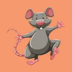 Grey mouse walking alone.