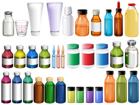 Medicine in bottles and tubes