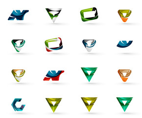 Set of various geometric icons -  rectangles triangles squares