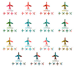 Set of color airplane logo icons
