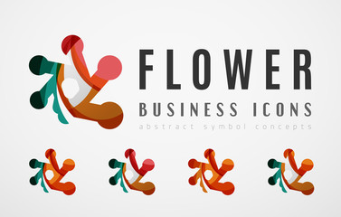 Set of abstract flower logo business icons