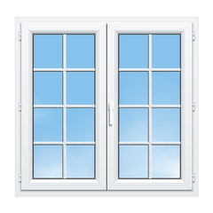 Fenêtre PVC 2 vantaux avec croisillons blancs - 90814721