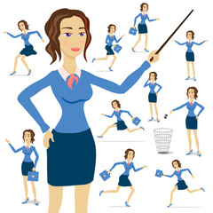 Obraz premium A business woman wearing a suit with her arms folded with chart background