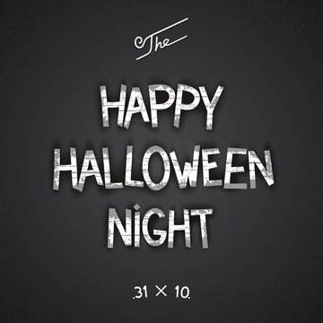 Happy Halloween Night - retro cinema 3D poster with author designed lettering. Vector eps 10