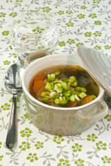 Sopa de verduras y algas